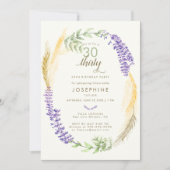 Elegant Lavender Wheat Wreath Spa 30th Birthday Kaart (Voorkant)