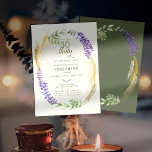 Elegant Lavender Wheat Wreath Spa 30th Birthday Kaart<br><div class="desc">Een eenvoudige, moderne, elegante en chic-sjabloon van 30e verjaardagsfeestje met een spa- en lavenderthema, met een prachtige florale, botanische kreet gemaakt van lavendel, tarwe en bladeren van de waterverf. Een mooie keuze voor een dertigste verjaardagsfeest op een kuuroord, bijvoorbeeld op een organisch boerderij met grote massagefaciliteiten, in een hotel dat...</div>
