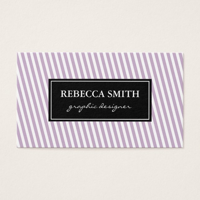 Elegant Lavender White Stripes Visitekaartje (Voorkant)