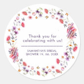 Elegant Lavender Wildflower Books Bridal Shower Ronde Sticker (Voorkant)