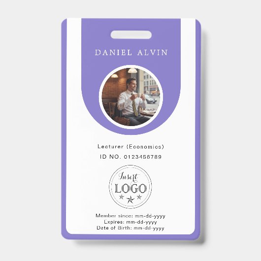 Elegant Lavender Work Office Identification ID Badge (Voorzijde)