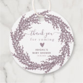 Elegant Lavender Wreath Baby shower Dank u wel Bedankjes Labels (Achterkant)
