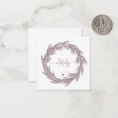 Elegant Lavender Wreath - Monogrammen Notitiekaartje (Voorkant / Achterkant in situ)