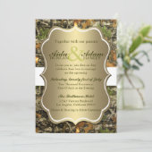 Elegant Lavish Gold Rustic Camo Wedding Invitation Kaart (Staand voorkant)