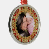 Elegant Lavish Red en Gold - Aangepaste foto Metalen Ornament (Rechts)