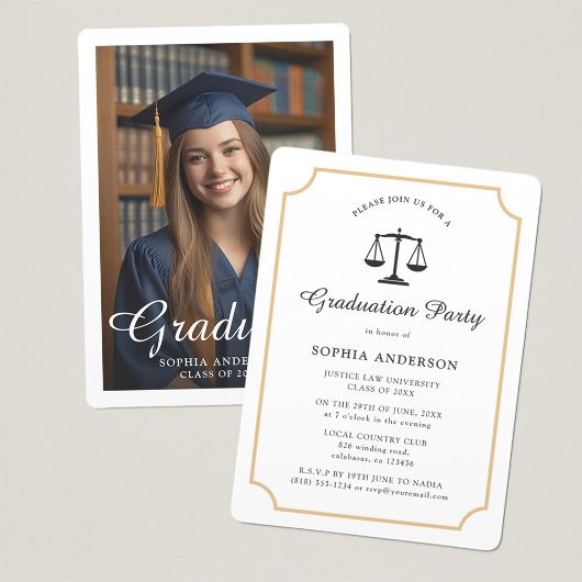 Elegant Law School Foto Afstuderen Kaart