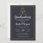 Elegant Law School Gold Justice Afstuderen Foto Kaart (Voorkant)