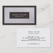 Elegant Lawyer Gray Linen Professional Visitekaartje (Voorkant / Achterkant)