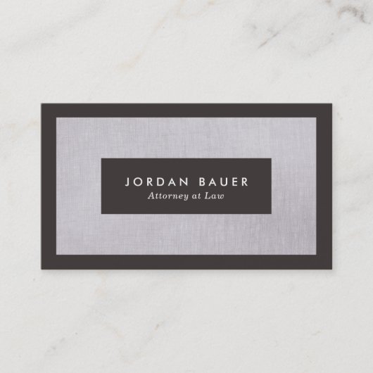 Elegant Lawyer Gray Linen Professional Visitekaartje (Voorkant)