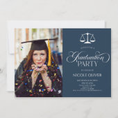 Elegant Lawyer Scale Custom Afbeelding Afstuderen Kaart (Voorkant)