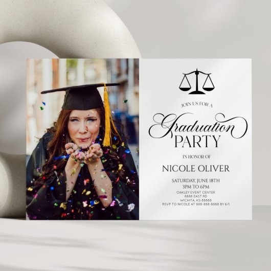 Elegant Lawyer Scale Custom Afbeelding Afstuderen Kaart