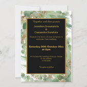 ELEGANT LAYERED GOLD BLACK EUCALYPTUS INVITATIE KAART (Voorkant)