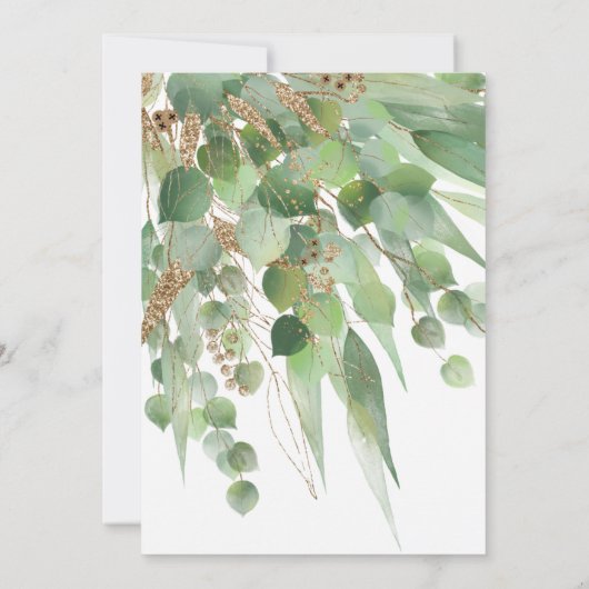 ELEGANT LAYERED GOLD BLACK EUCALYPTUS INVITATIE KAART (Achterkant)