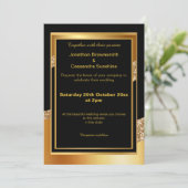 ELEGANT LAYERED GOLD BLACK GLITTER WAVE INVITATION KAART (Staand voorkant)