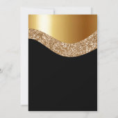 ELEGANT LAYERED GOLD BLACK GLITTER WAVE INVITATION KAART (Achterkant)