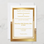 ELEGANT LAYERED GOLD WHITE GLITTER WAVE INVITATION KAART (Voorkant)