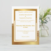 ELEGANT LAYERED GOLD WHITE GLITTER WAVE INVITATION KAART (Staand voorkant)