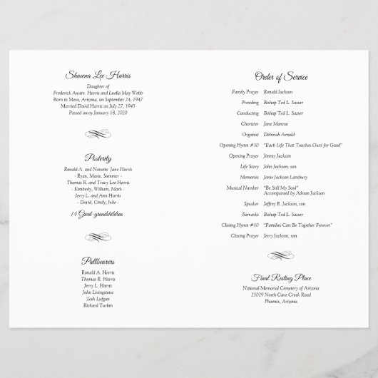 Elegant LDS Funeral Programme Flyer (Achterkant)