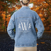 Elegant Leaf Achternaam Initiaal Familiereünie Denim Jacket