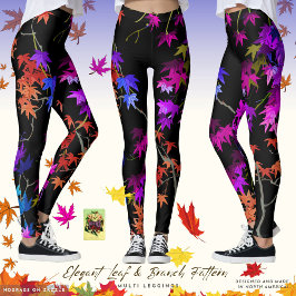 Elegant Leaf and Branch Pattern Multi-Leggings Leggings