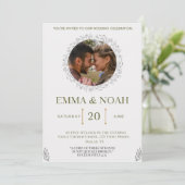 Elegant Leaf Arch Wedding Invitation with Ecclesia Kaart (Staand voorkant)