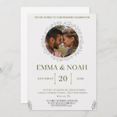 Elegant Leaf Arch Wedding Invitation with Ecclesia Kaart (Voorkant / Achterkant)