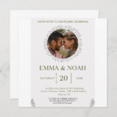 Elegant Leaf Arch Wedding Invitation with Ecclesia Save The Date (Voorkant / Achterkant)