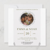 Elegant Leaf Arch Wedding Invitation with Ecclesia Save The Date (Voorkant)