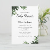 Elegant Leaf Baby shower Invitation Kaart (Staand voorkant)