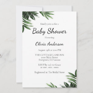 Elegant Leaf Baby shower Invitation Kaart