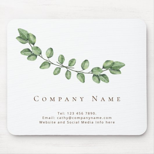 Elegant Leaf Bedrijfsnaam Muismat (Voorkant)
