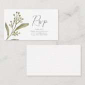 Elegant Leaf Branch Green Waterverf RSVP Wedding Visitekaartje (Voorkant / Achterkant)