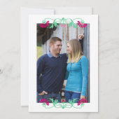 Elegant Leaf Floral zwemt Foto Engagement Party Kaart (Achterkant)