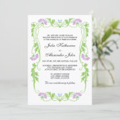 Elegant Leaf Florals and Swirls Wedding Invitation Kaart (Staand voorkant)