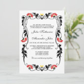 Elegant Leaf Florals and Swirls Wedding Invitation Kaart (Staand voorkant)
