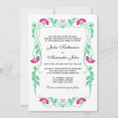 Elegant Leaf Florals and Swirls Wedding Kaart (Voorkant)