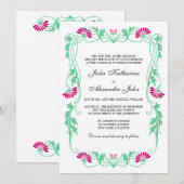 Elegant Leaf Florals and Swirls Wedding Kaart (Voorkant / Achterkant)