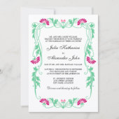 Elegant Leaf Florals and Swirls Wedding Kaart (Voorkant)