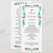 Elegant Leaf Florals and Swirls Wedding Programme Programmakaart (Voorkant / Achterkant)