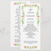 Elegant Leaf Florals and Swirls Wedding Programme Programmakaart (Voorkant / Achterkant)
