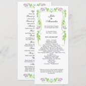 Elegant Leaf Florals and Swirls Wedding Programme Programmakaart (Voorkant / Achterkant)