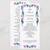 Elegant Leaf Florals and Swirls Wedding Programme Programmakaart (Voorkant / Achterkant)