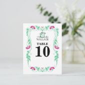 Elegant Leaf Florals & Swirls Table Number Kaart (Staand voorkant)