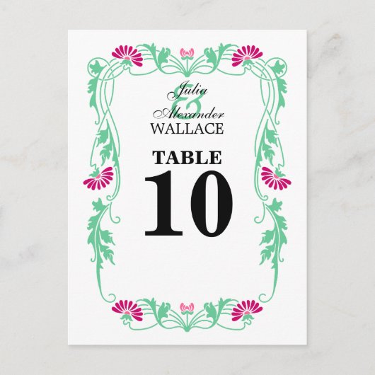 Elegant Leaf Florals & Swirls Table Number Kaart (Voorkant)