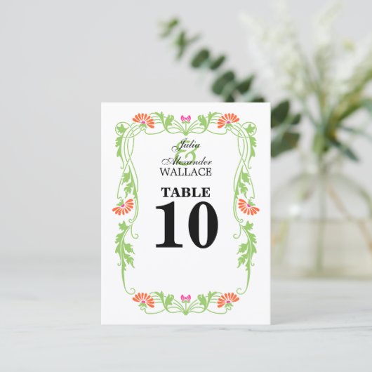 Elegant Leaf Florals & Swirls Table Number Kaart (Staand voorkant)