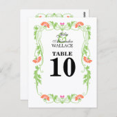 Elegant Leaf Florals & Swirls Table Number Kaart (Voorkant / Achterkant)