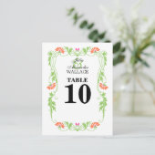 Elegant Leaf Florals & Swirls Table Number Kaart (Staand voorkant)