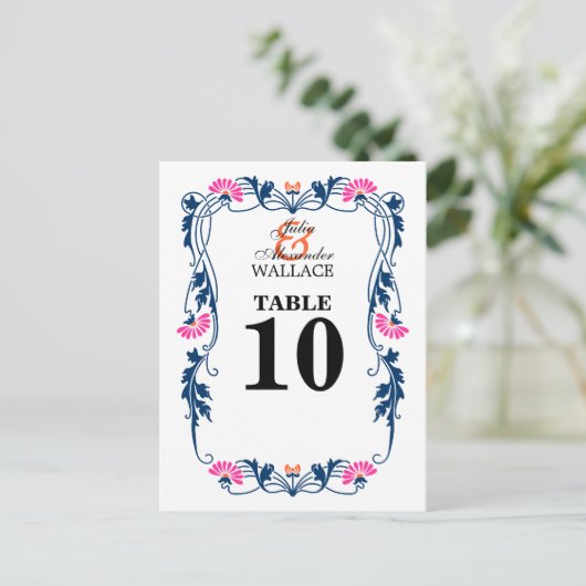 Elegant Leaf Florals & Swirls Table Number Kaart (Staand voorkant)