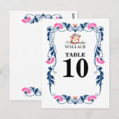 Elegant Leaf Florals & Swirls Table Number Kaart (Voorkant / Achterkant)