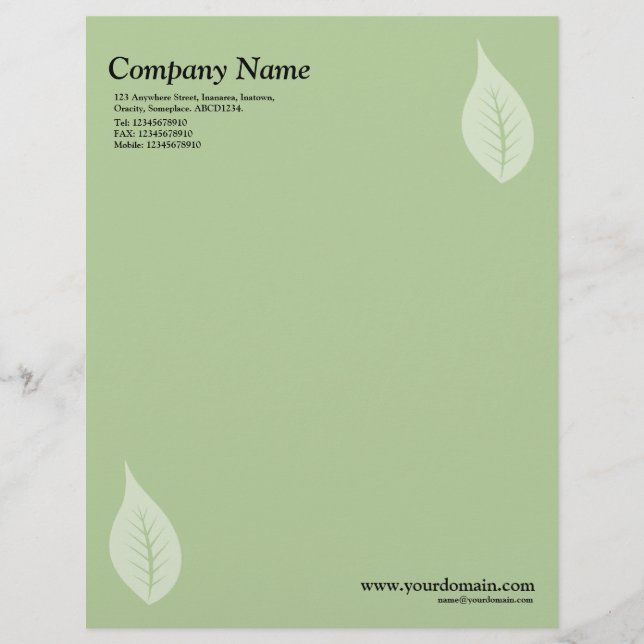 Elegant Leaf - Green Briefhoofd Ontwerp (Voorkant)